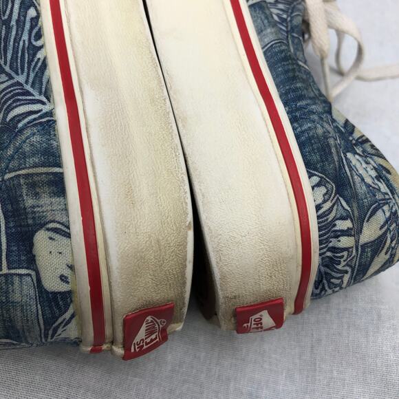 Vans Sneakers Low Top Lace Up Blue Hawaiian Surf Shop Leaf Print 7.5 - Picture 9 of 13